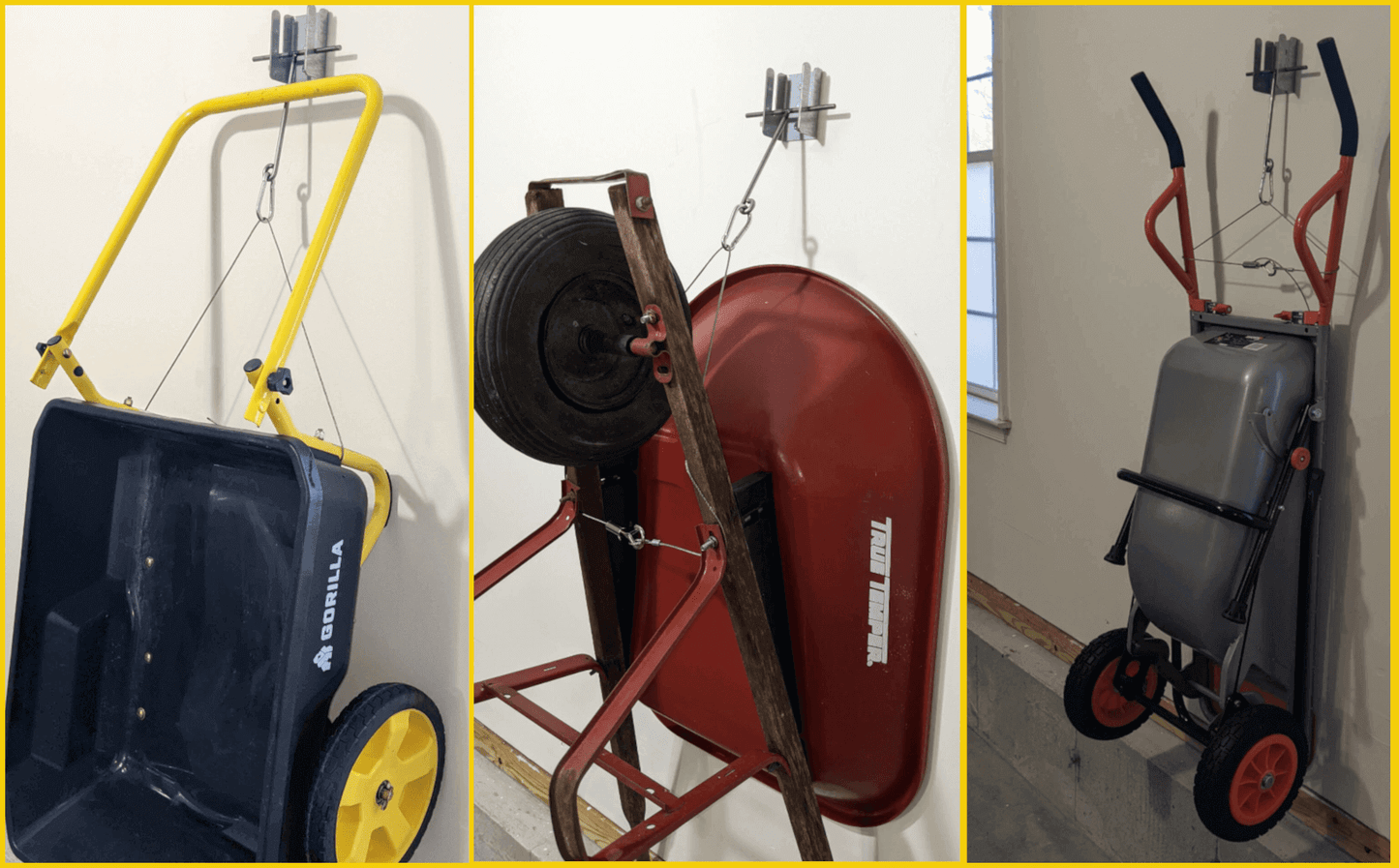 Wheelbarrow Hanger Bracket Kit – Wall Mount for Dolly and Yard Tool Storage