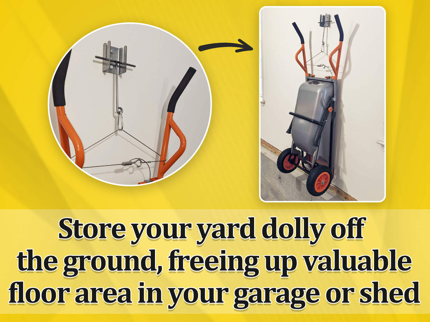 Wheelbarrow Hanger Bracket Kit – Wall Mount for Dolly and Yard Tool Storage