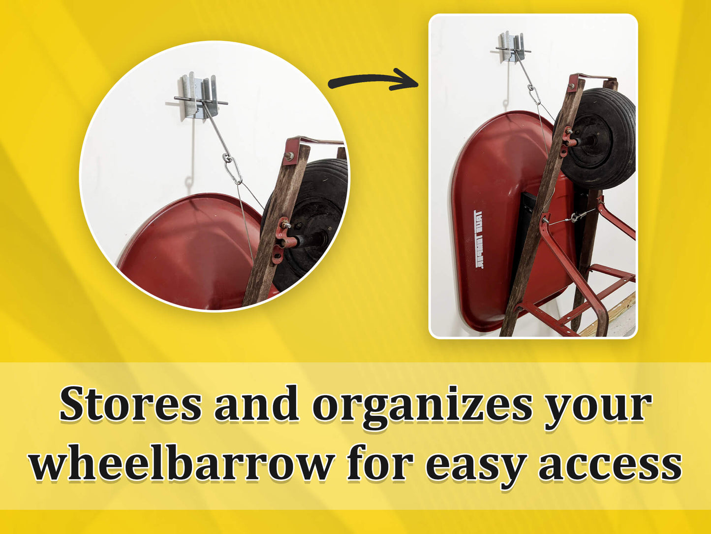 Wheelbarrow Hanger Bracket Kit – Wall Mount for Dolly and Yard Tool Storage